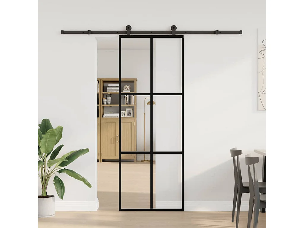 Porte coulissante avec kit de quincaillerie 76x205 cm Verre ESG