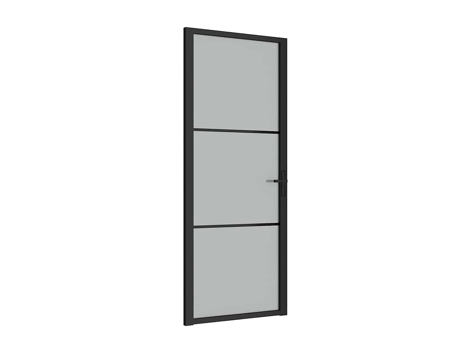 Porte intérieure 83x201,5 cm Noir Verre mat et aluminium
