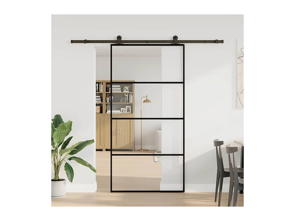 Kit puerta corredera y herrajes 102,5x205cm cristal ESG