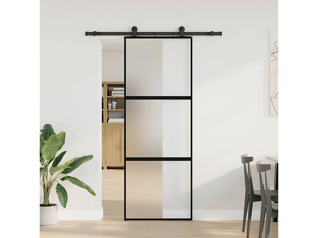 Porte coulissante kit de quincaillerie trempé verre aluminium