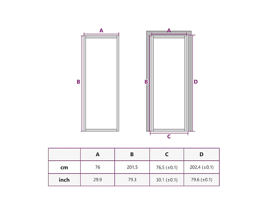 Binnendeur 76x201,5 cm Wit ESG-glas en aluminium