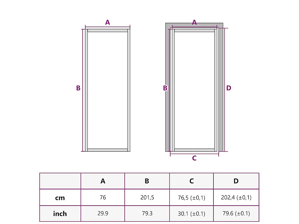 Puerta interior 76x201,5 cm Cristal ESG blanco y aluminio