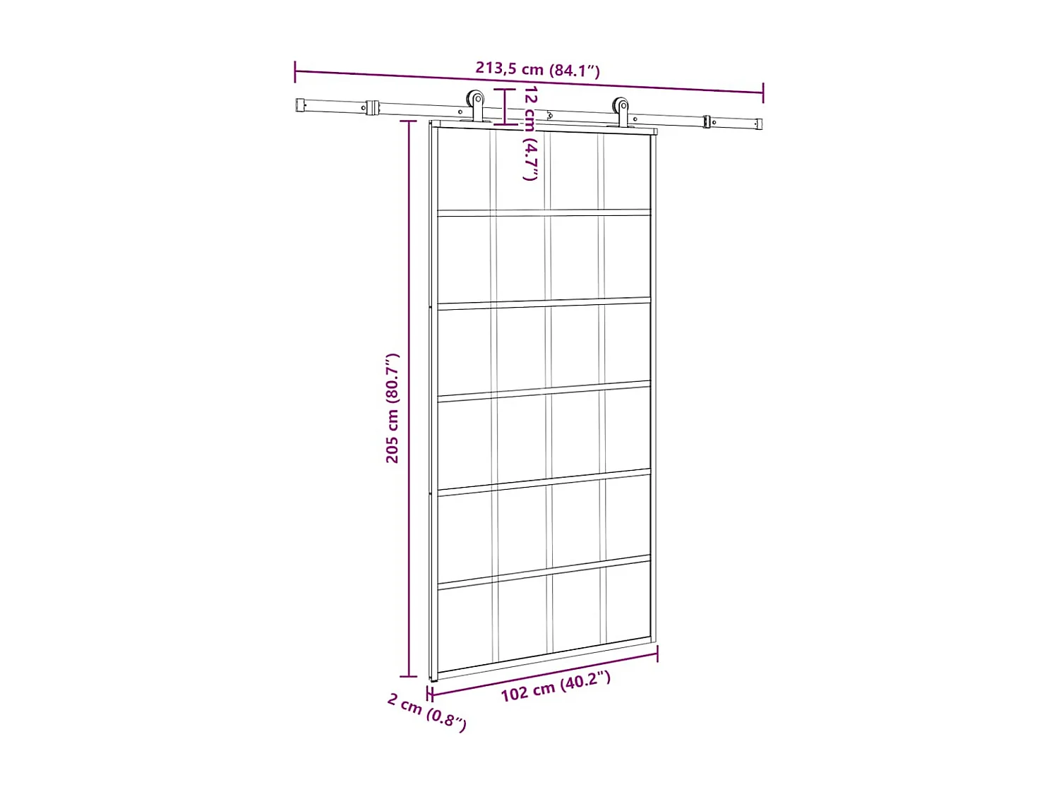 ESG-glas en aluminium schuifdeur en hang- en sluitwerk