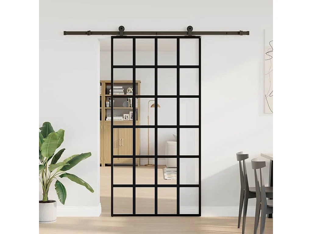 Porte coulissante et quincaillerie ESG verre et aluminium