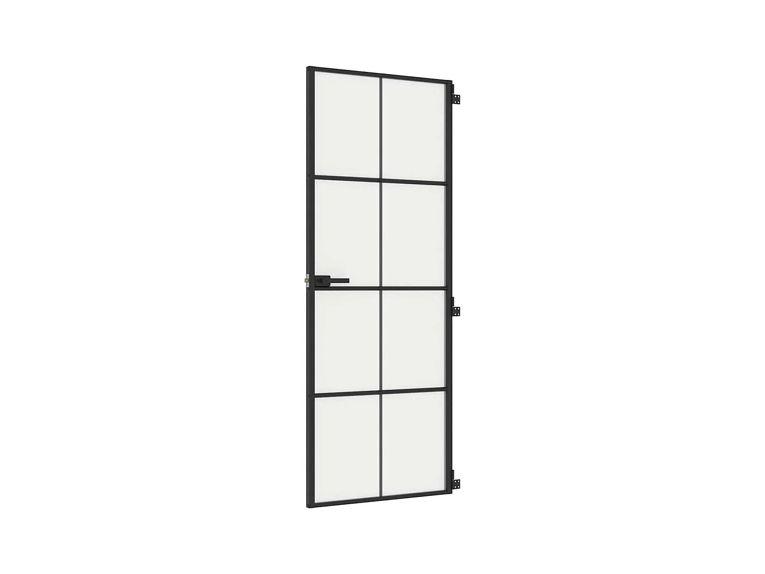 Puerta interior fina negra 76x201,5 cm cristal templado aluminio