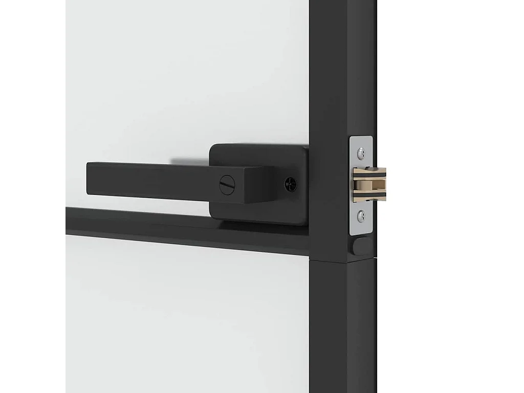 Puerta interior fina negra 76x201,5 cm cristal templado aluminio