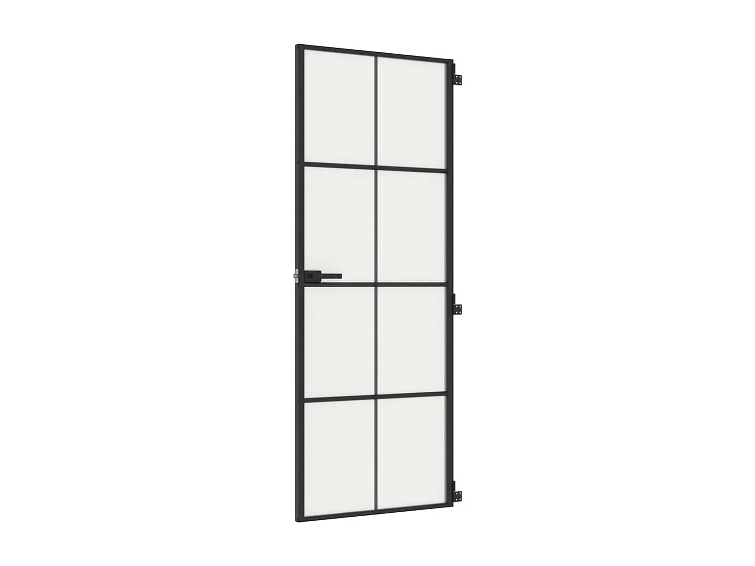 Puerta interior fina negra 76x201,5 cm cristal templado aluminio