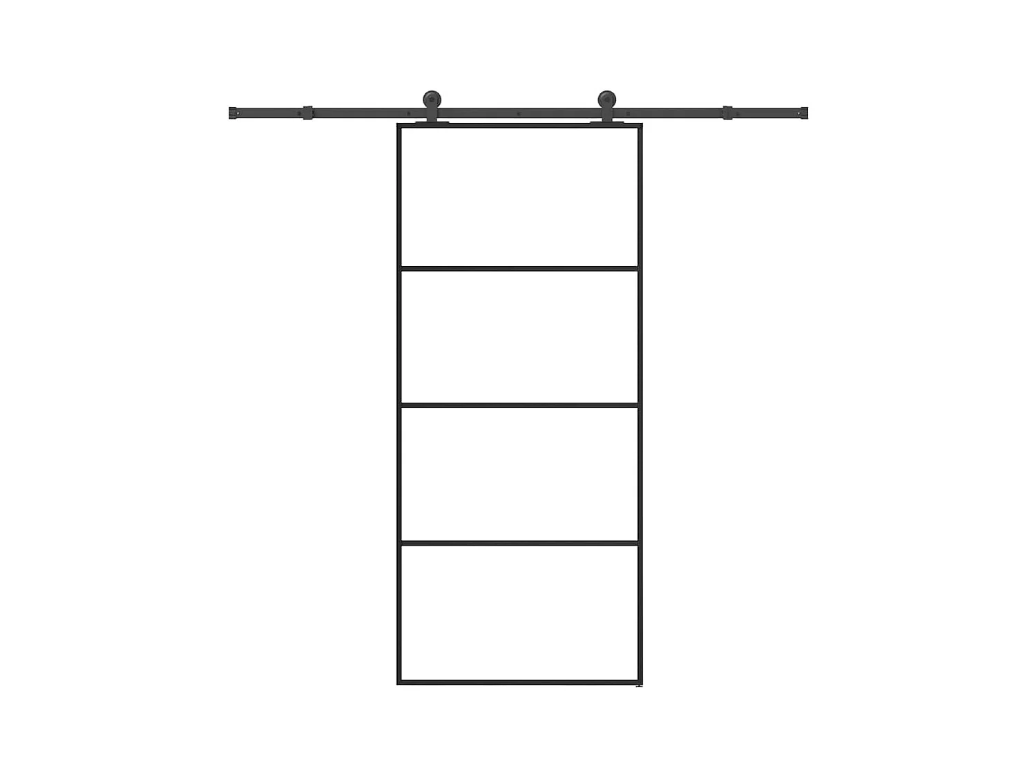 Porte coulissante avec kit de quincaillerie 90x205 cm Verre ESG
