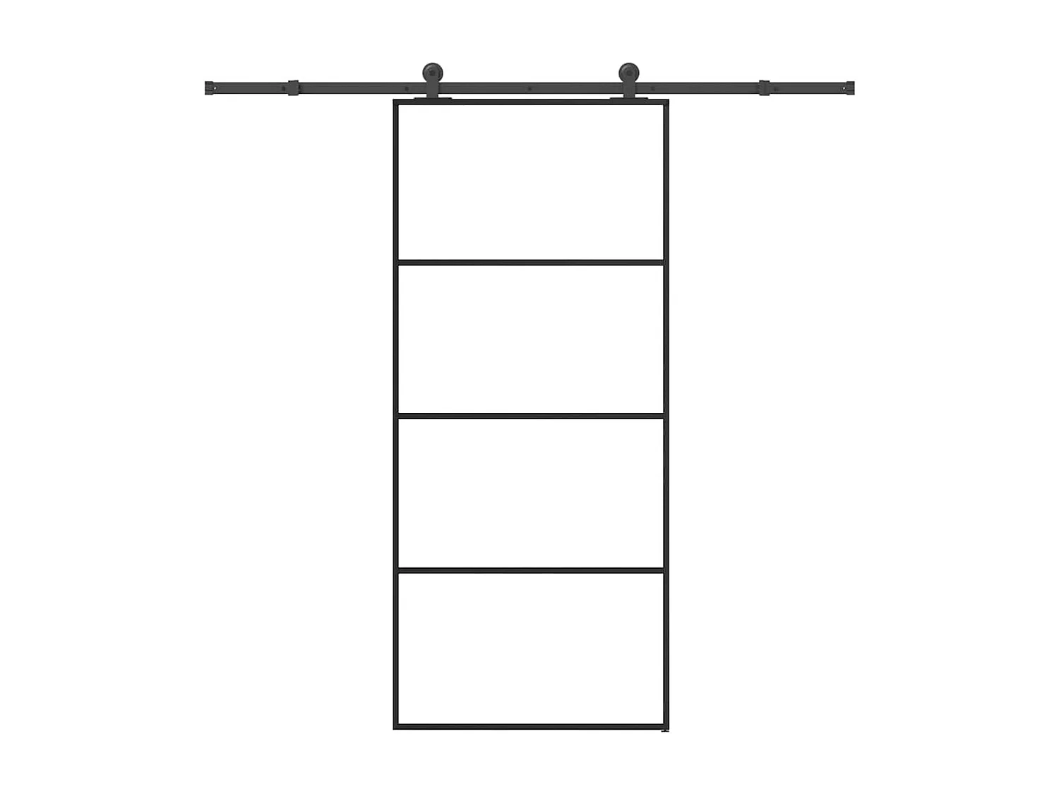 Porte coulissante avec kit de quincaillerie 90x205 cm Verre ESG