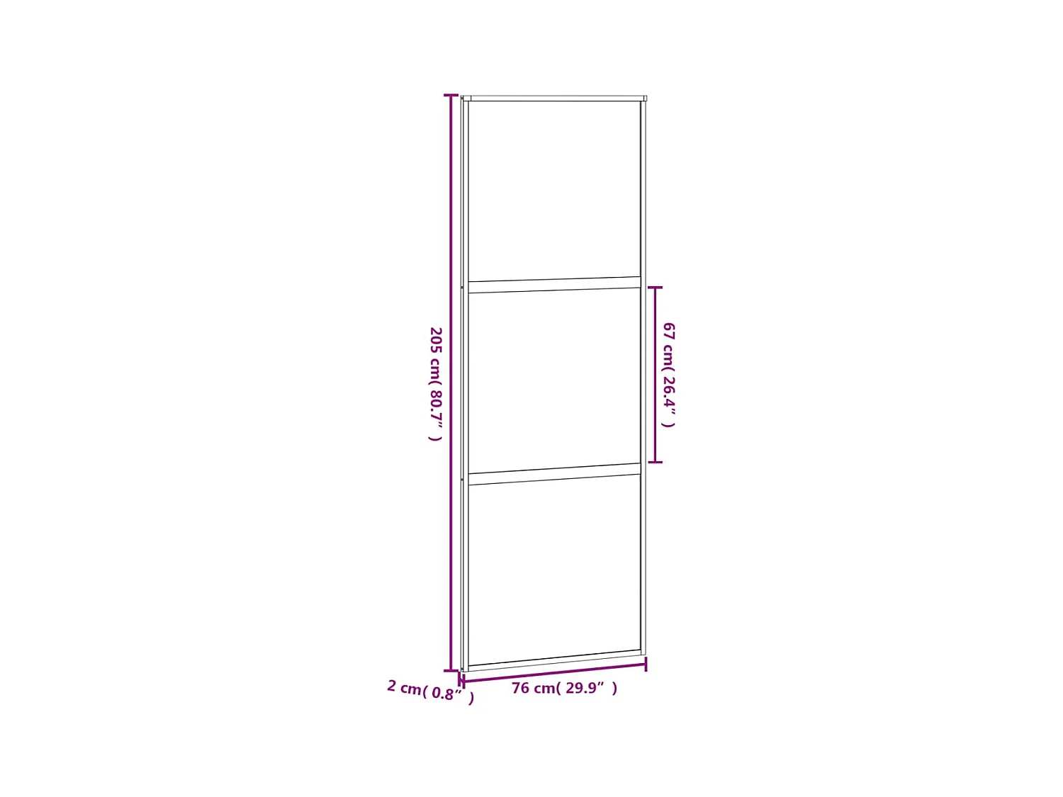Weiße Schiebetür 76x205 cm gehärtetes Glas Aluminium