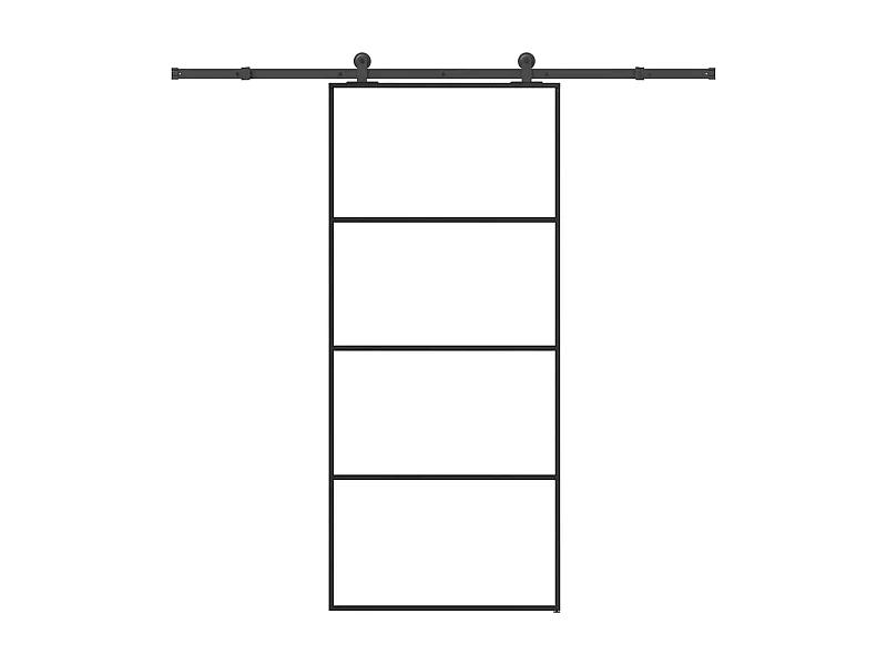 Porte coulissante avec kit de quincaillerie 90x205 cm Verre ESG