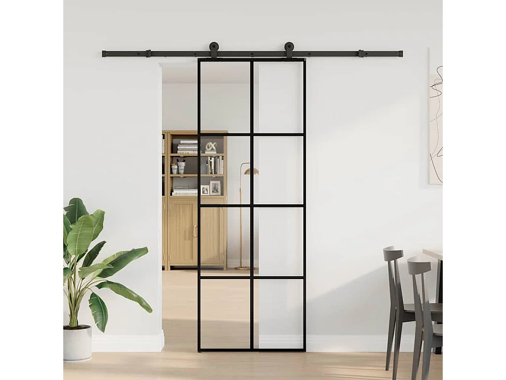 Porte coulissante avec kit de quincaillerie 76x205 cm Verre ESG