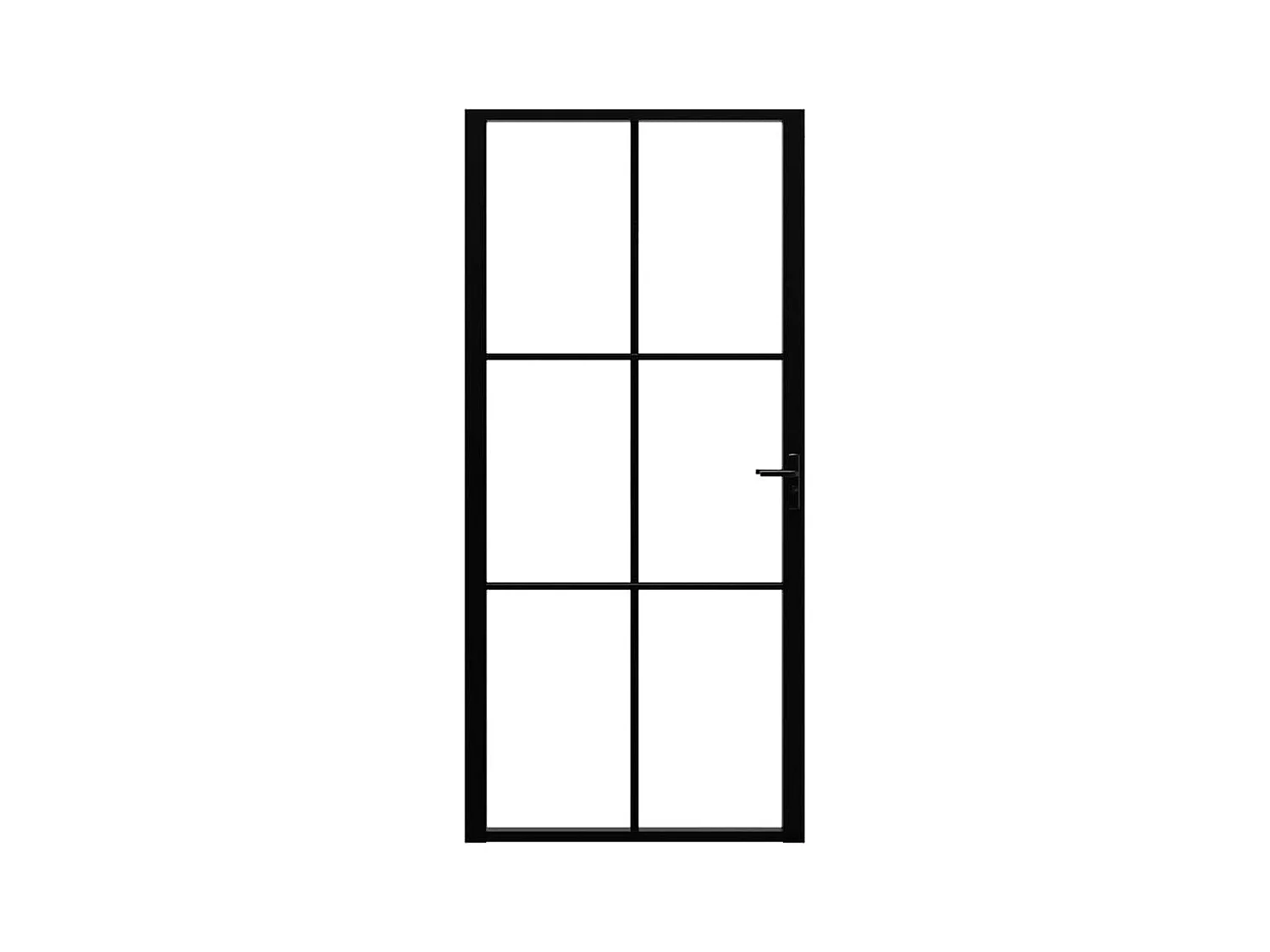 Binnendeur ESG glas en aluminium 93x201,5 cm Zwart