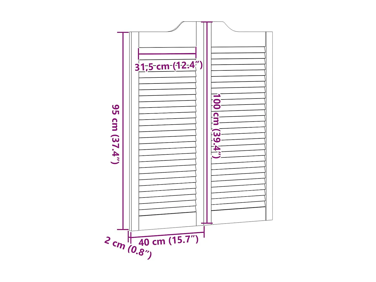 Portes battantes à persiennes 1paire 100x80 cm bois massif Pin