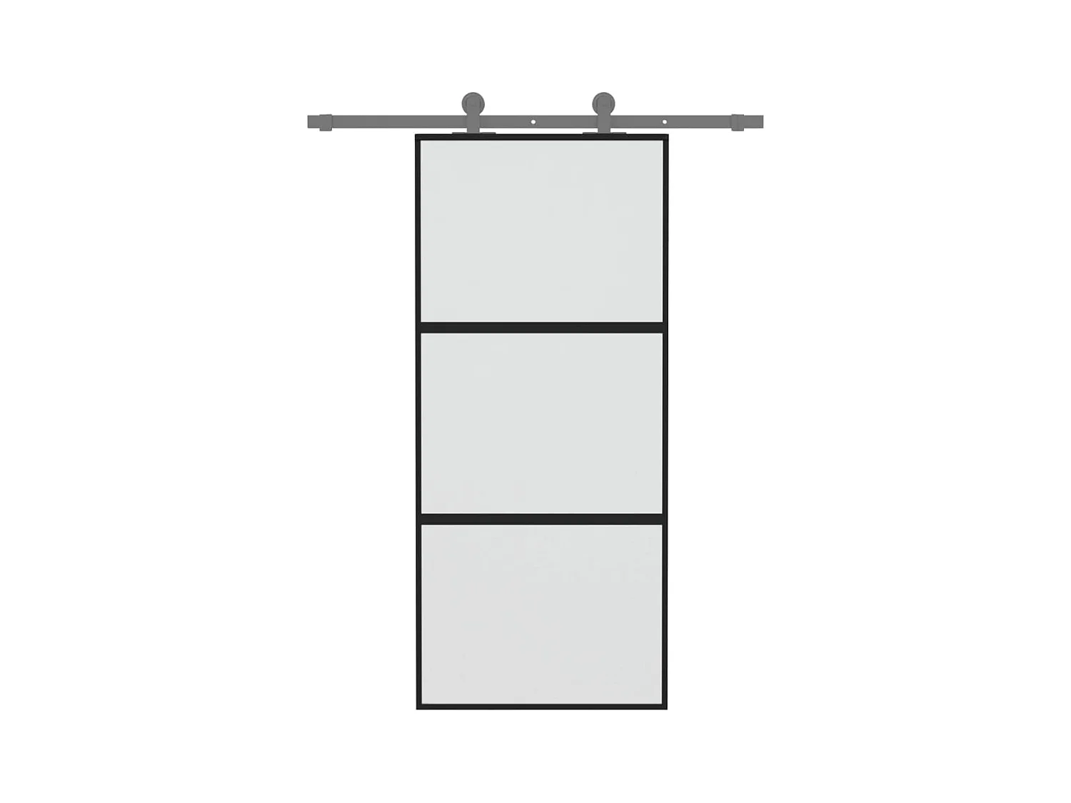 Zwarte schuifdeur 90x205 cm gehard glas aluminium