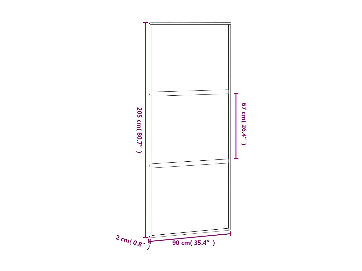 Porte coulissante noir 90x205 cm verre trempé aluminium