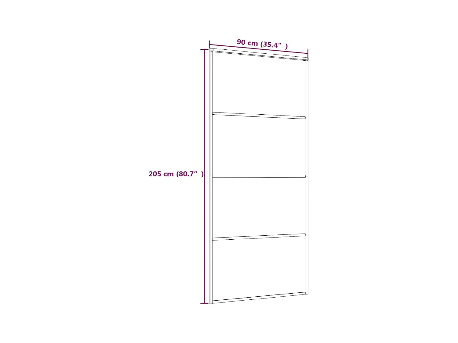 Puerta corredera Cristal ESG esmerilado y aluminio 90x205 cm Blanco
