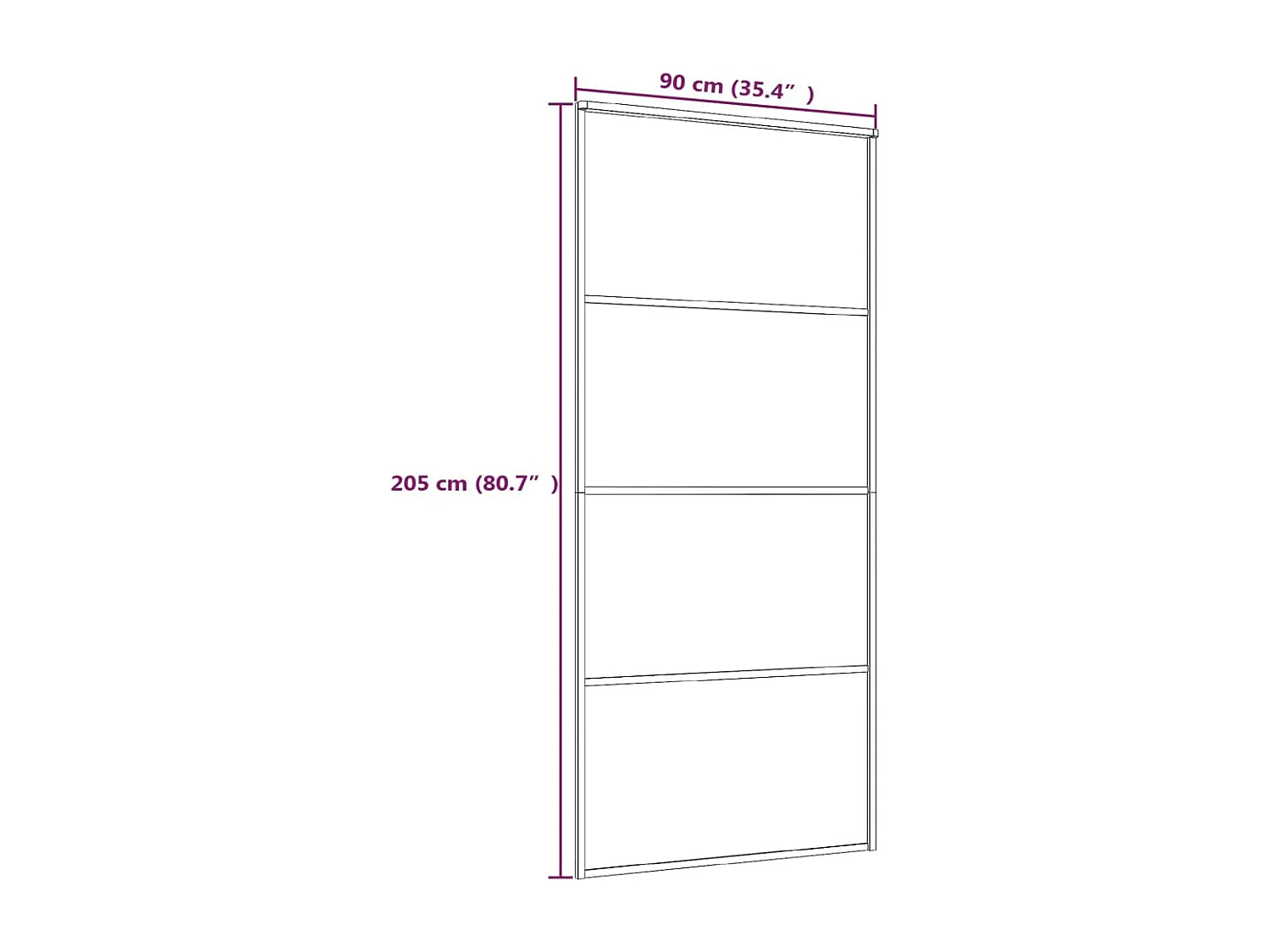 Porte coulissante Verre ESG dépoli et aluminium 90x205 cm Blanc
