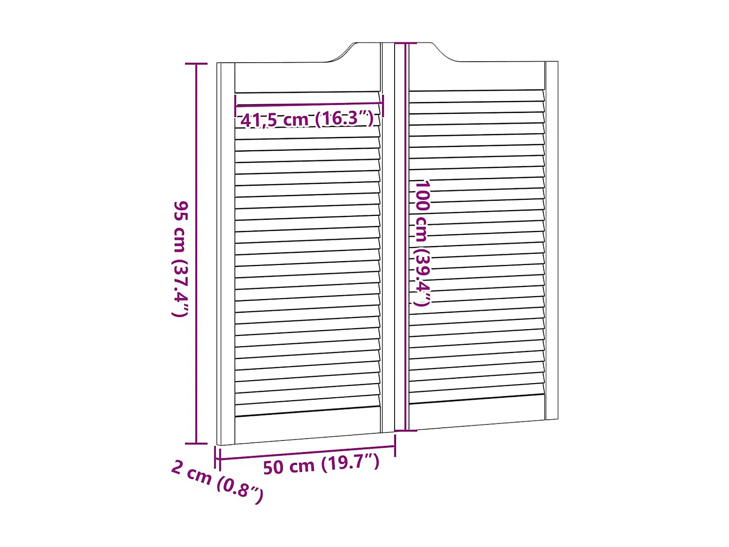 Portes battantes à persiennes 1paire 100x100 cm bois massif Pin