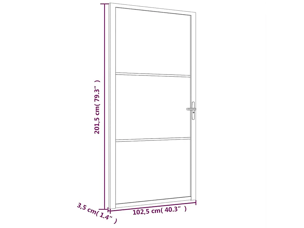 Puerta interior 102,5x201,5 cm Cristal y aluminio Negro Mate