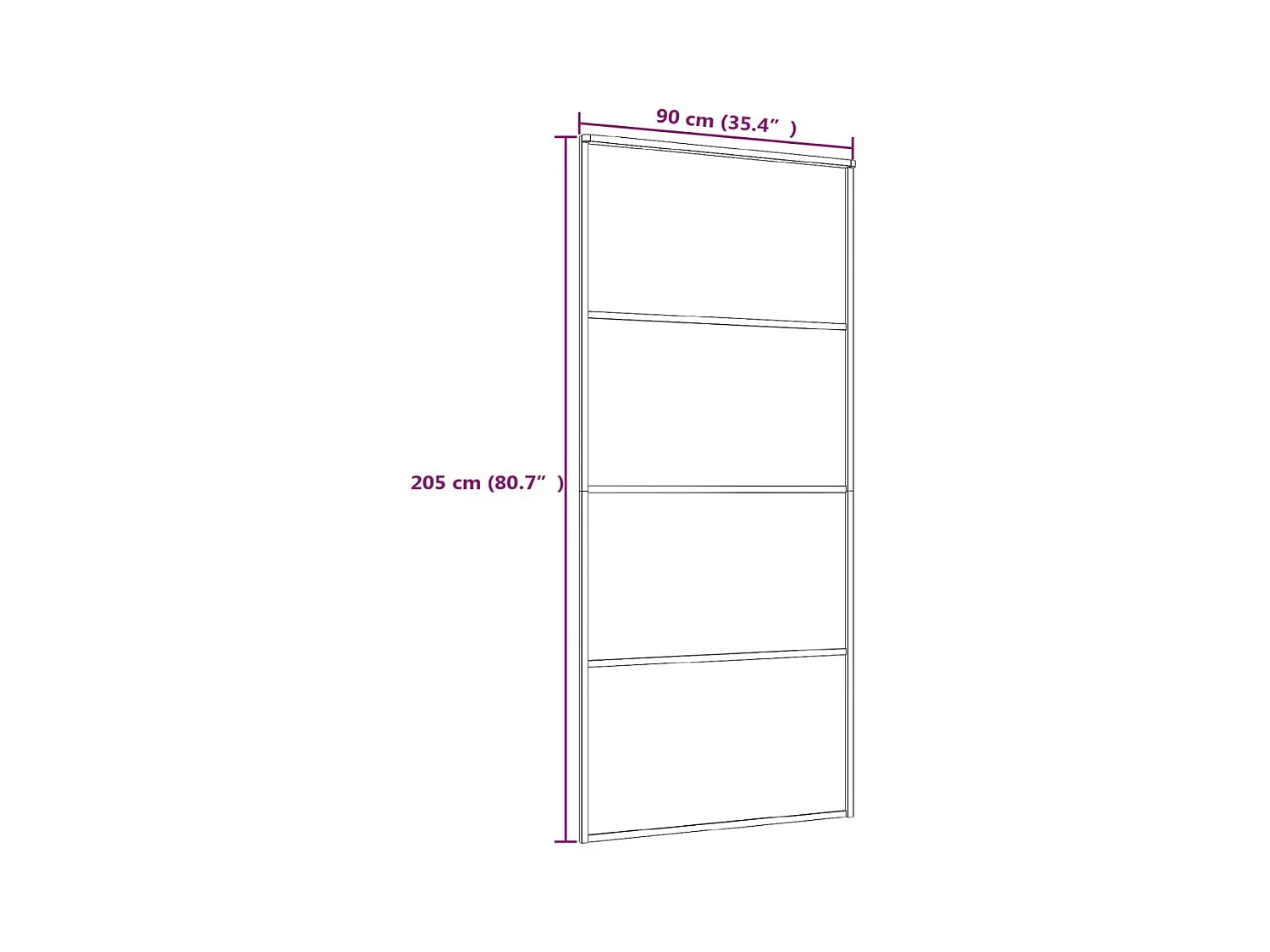 Schuifdeur Mat ESG glas en aluminium 90x205 cm Zwart