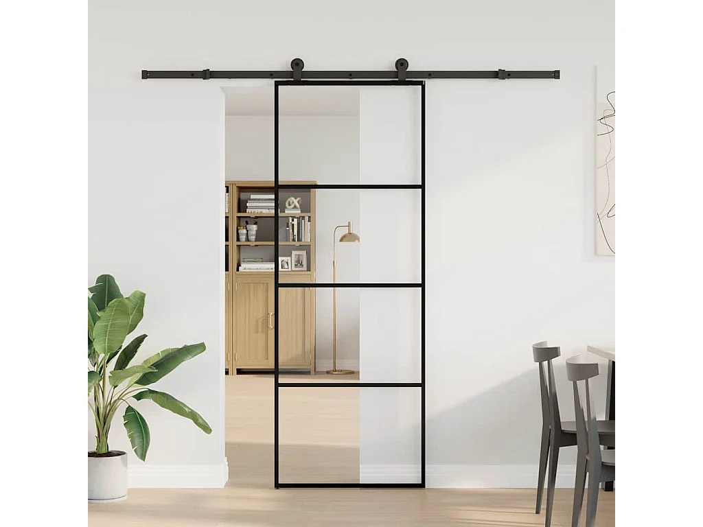 Puerta corredera con kit de herrajes 76x205 cm cristal ESG