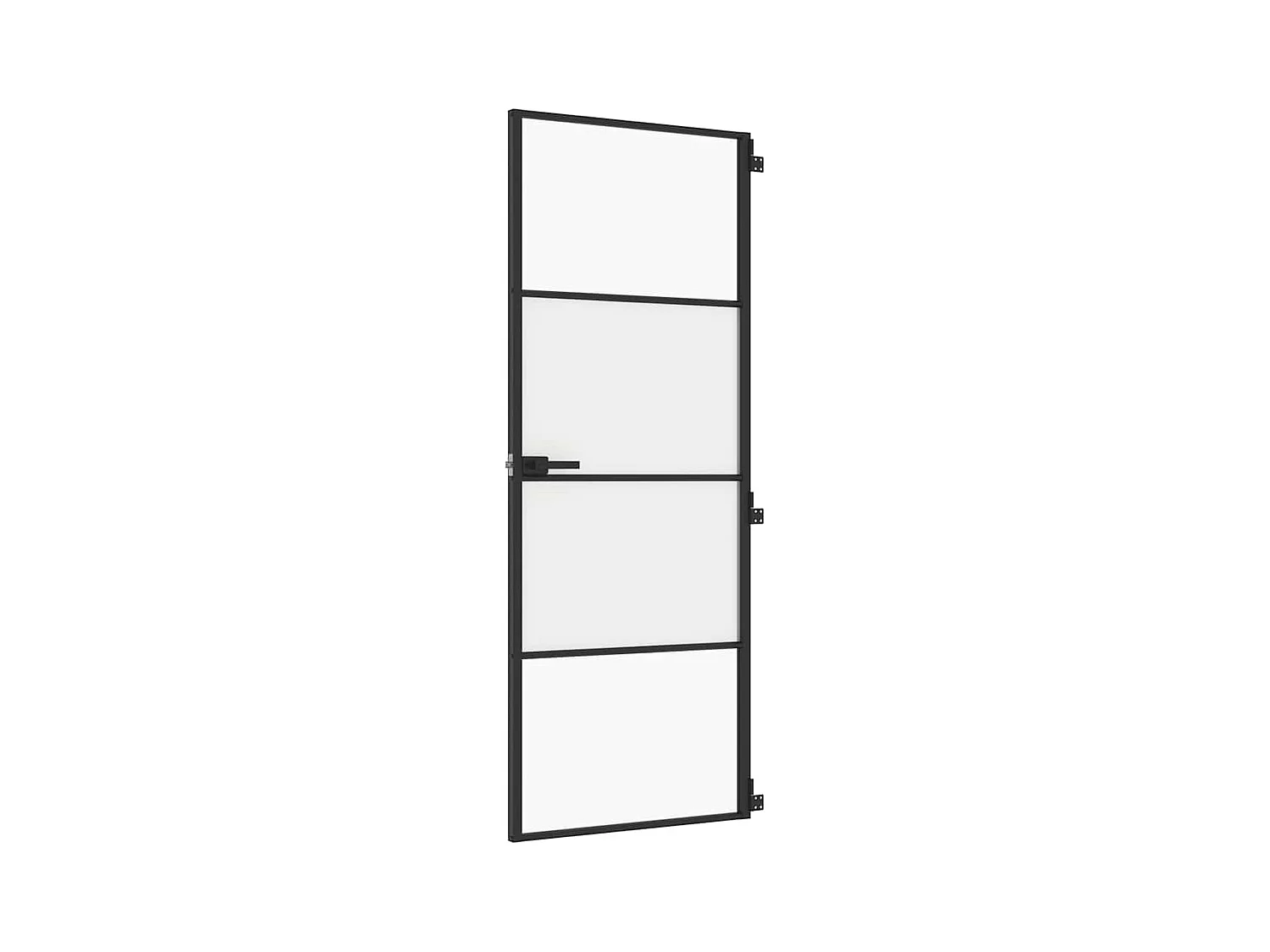 Porta interna sottile nera 76x201,5 cm vetro temperato alluminio