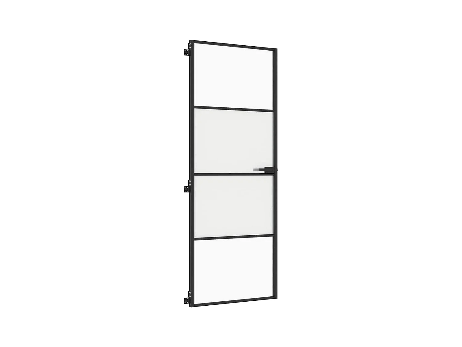 Porta interna sottile nera 76x201,5 cm vetro temperato alluminio