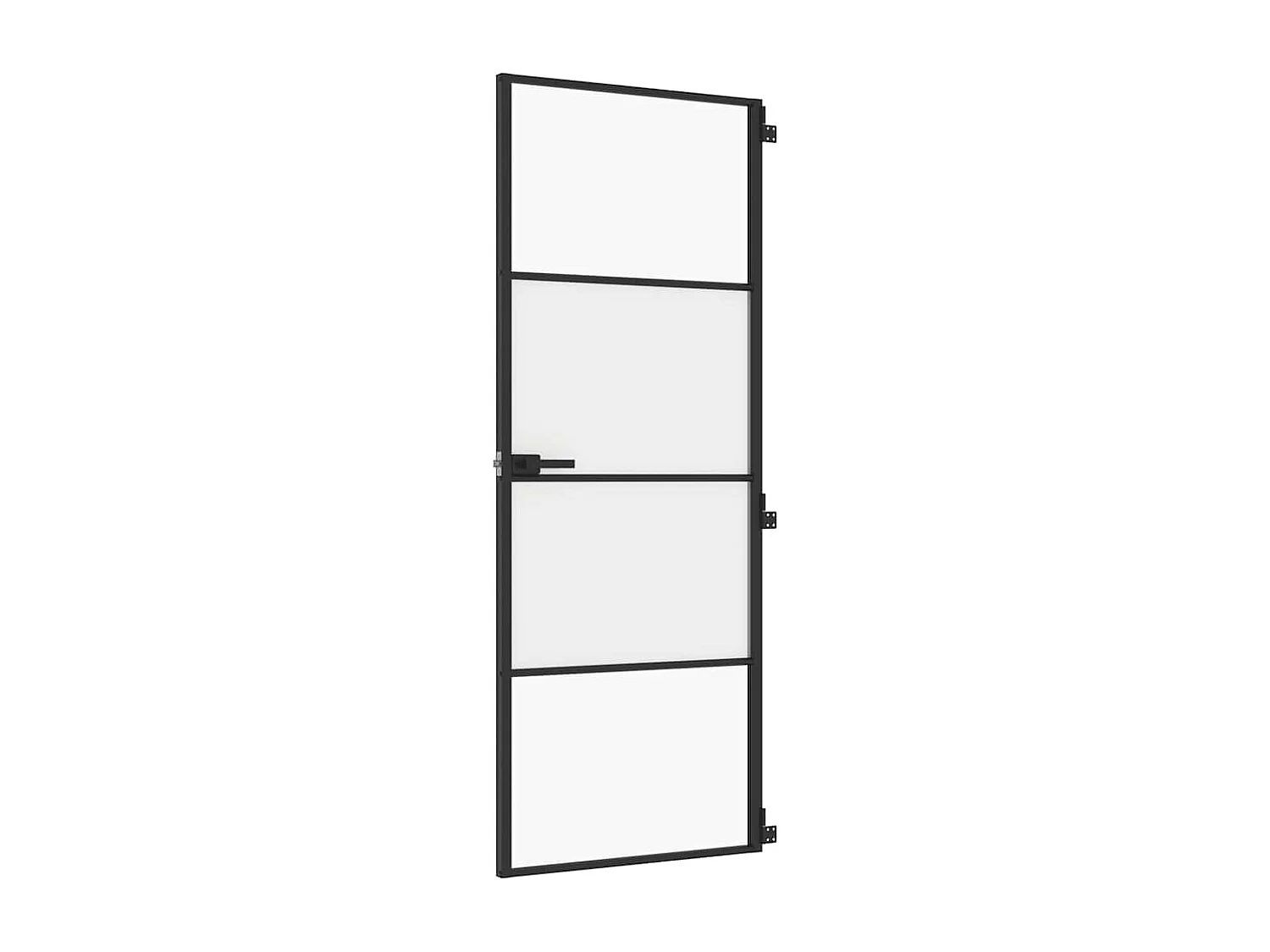 Puerta interior fina negra 76x201,5 cm cristal templado aluminio