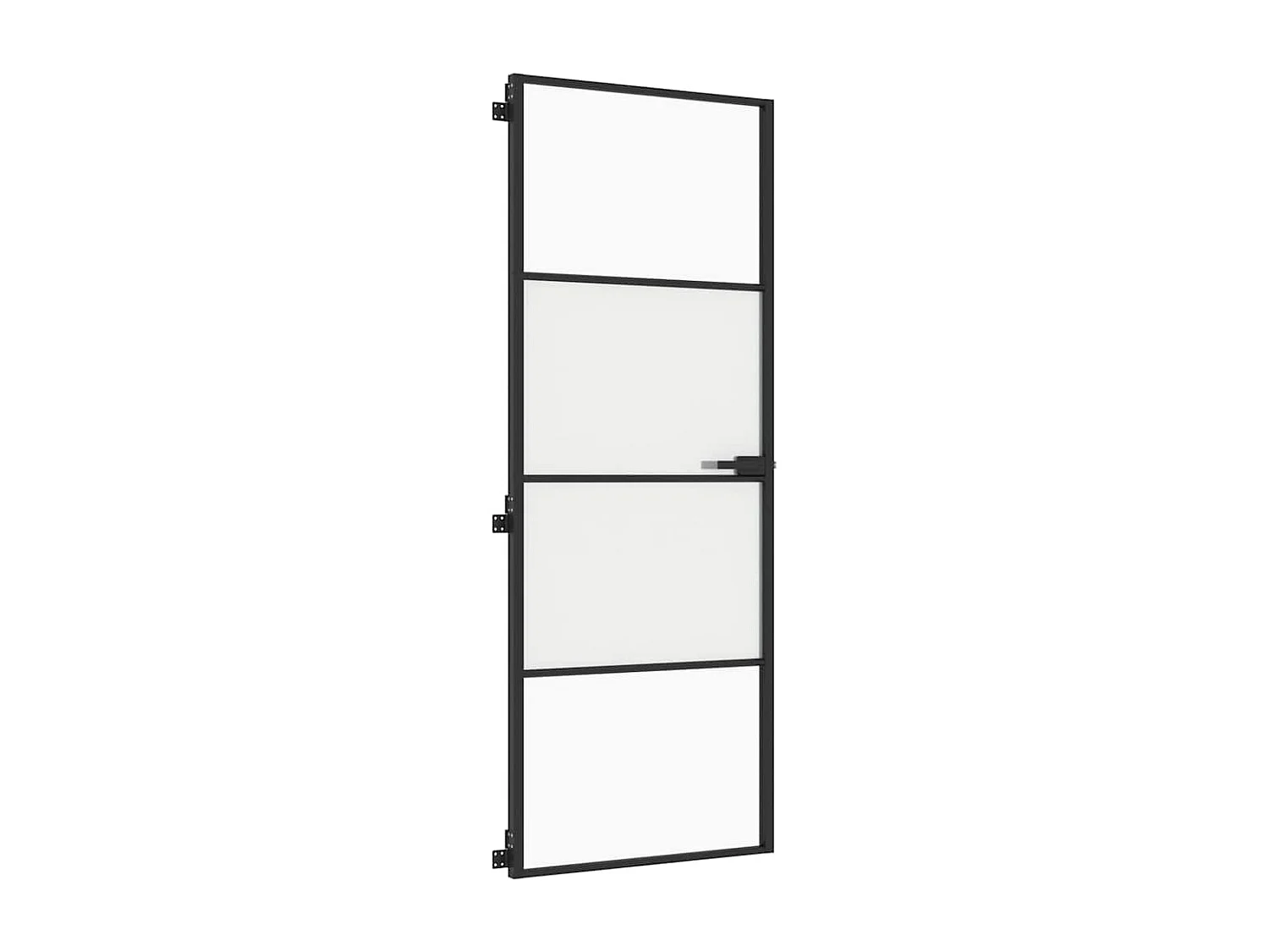 Puerta interior fina negra 76x201,5 cm cristal templado aluminio