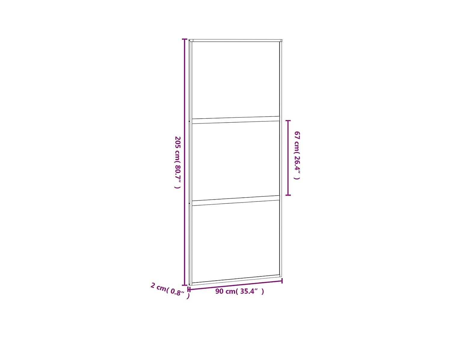 Witte schuifdeur 90x205 cm gehard glas aluminium