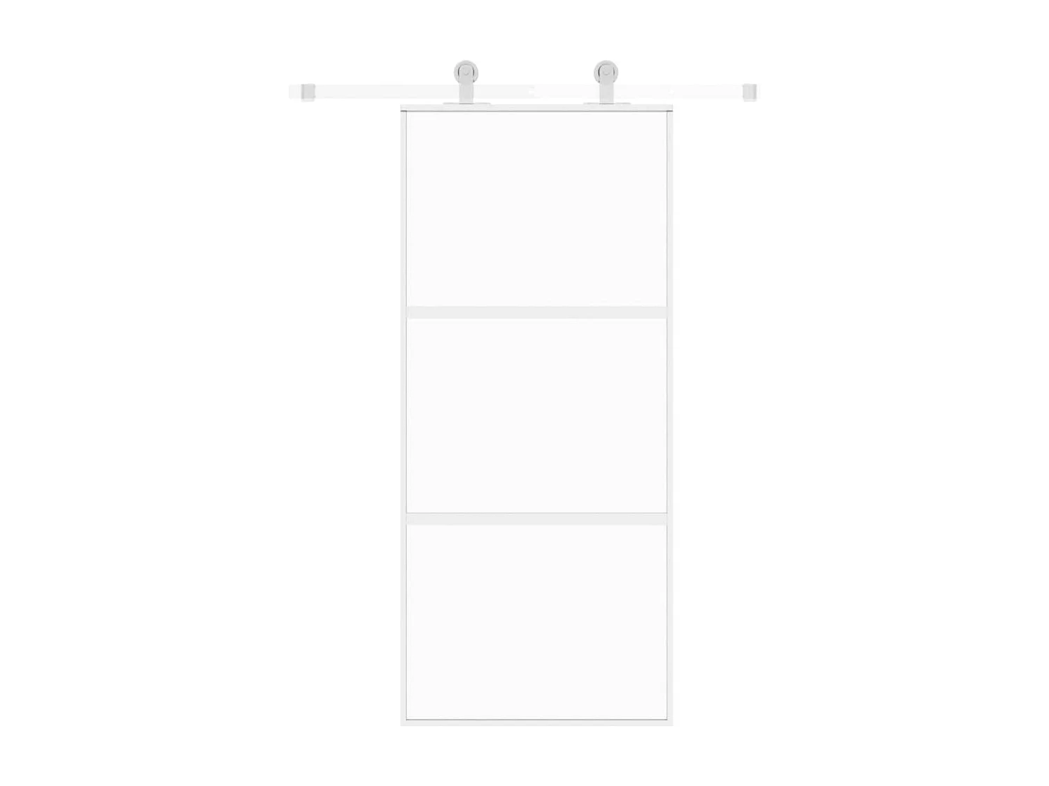 Porte coulissante blanc 90x205 cm verre trempé aluminium