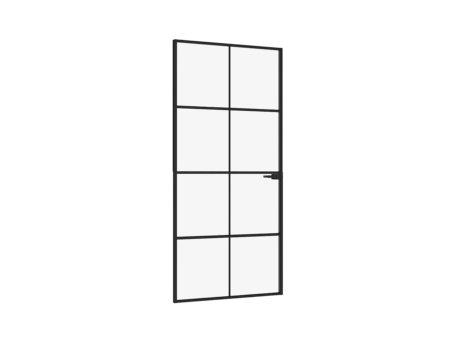 Zwarte binnendeur 93x201,5 cm Gehard glas dun aluminium