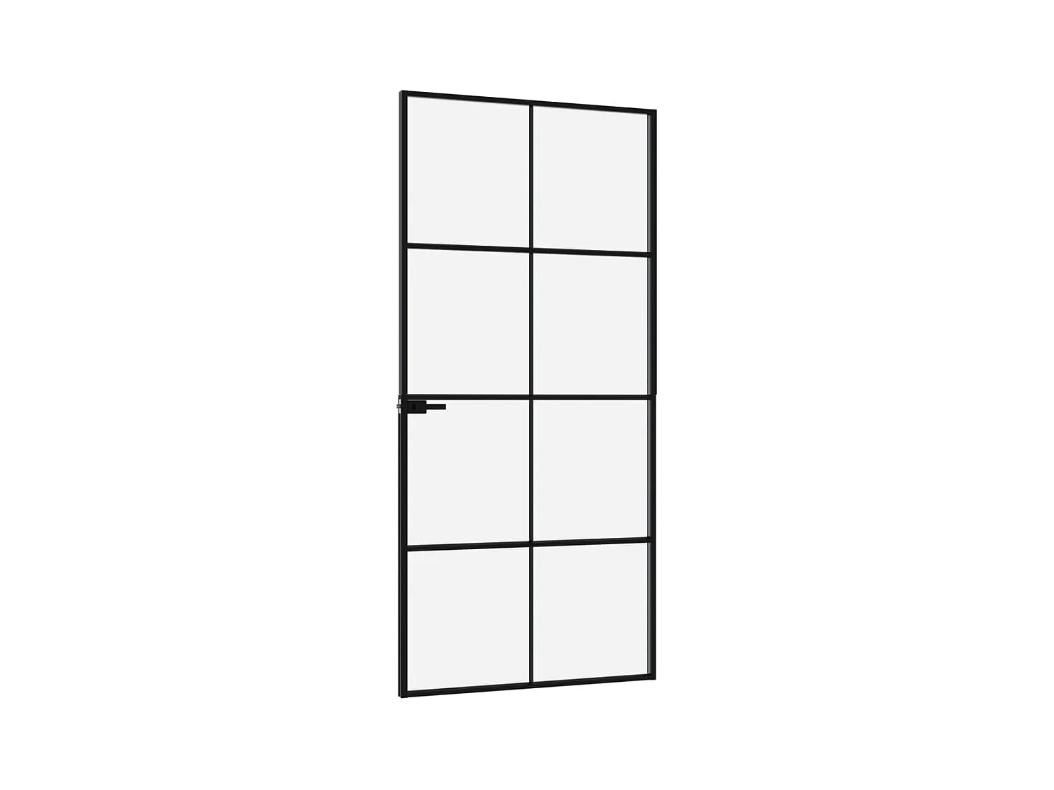 Zwarte binnendeur 93x201,5 cm Gehard glas dun aluminium