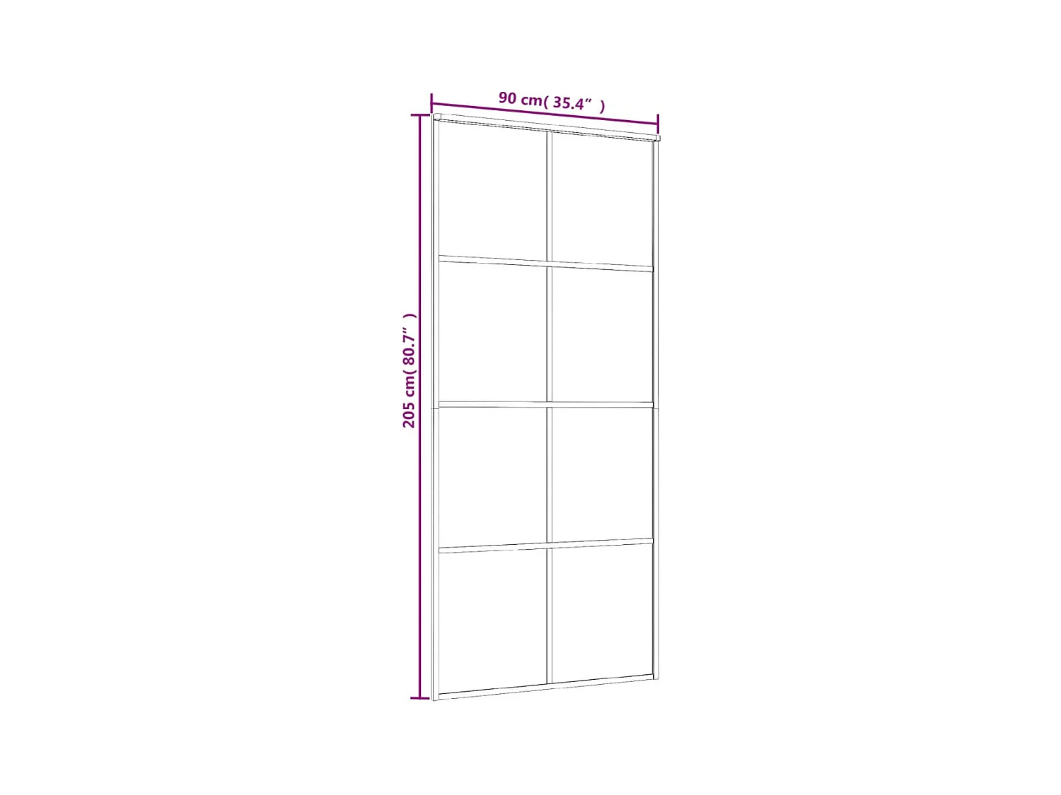 Schwarze Schiebetür 90x205 cm ESG Glas und Aluminium