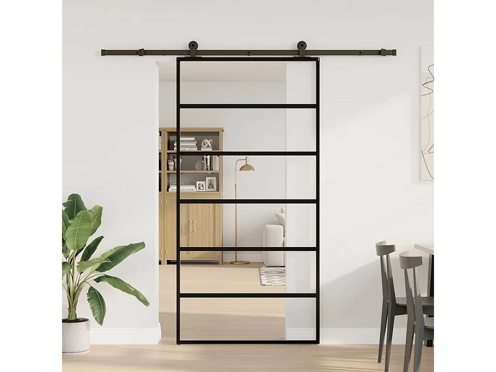 Porte coulissante et quincaillerie ESG verre et aluminium