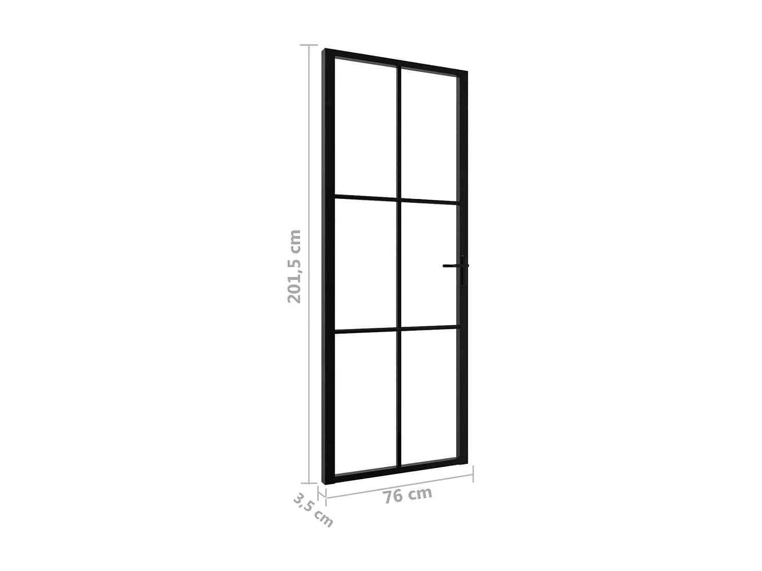 Puerta interior ESG vidrio y aluminio 76x201,5 cm Negro