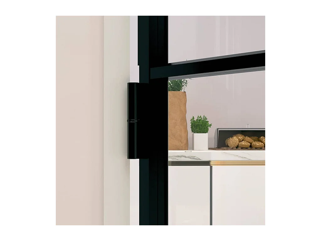 Porta interna nera 83x201,5 cm Vetro temperato alluminio sottile