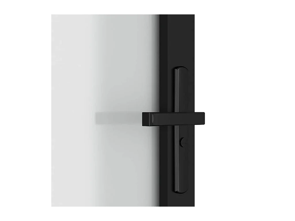 Porta interna 76x201,5 cm Vetro Nero Opaco e Alluminio
