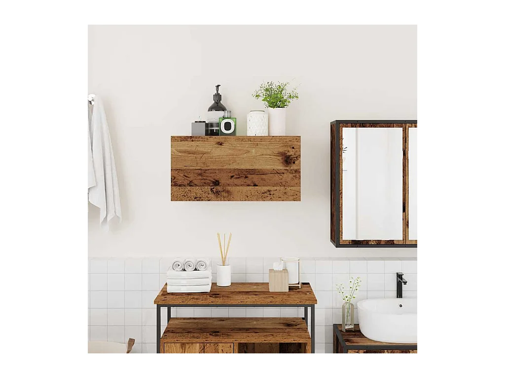 Armoire murale de bain vieux bois 60x25x30 cm bois d'ingénierie