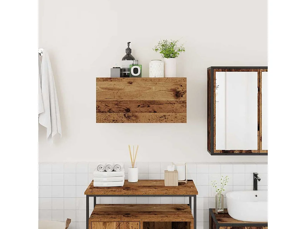 Armoire murale de bain vieux bois 60x25x30 cm bois d'ingénierie