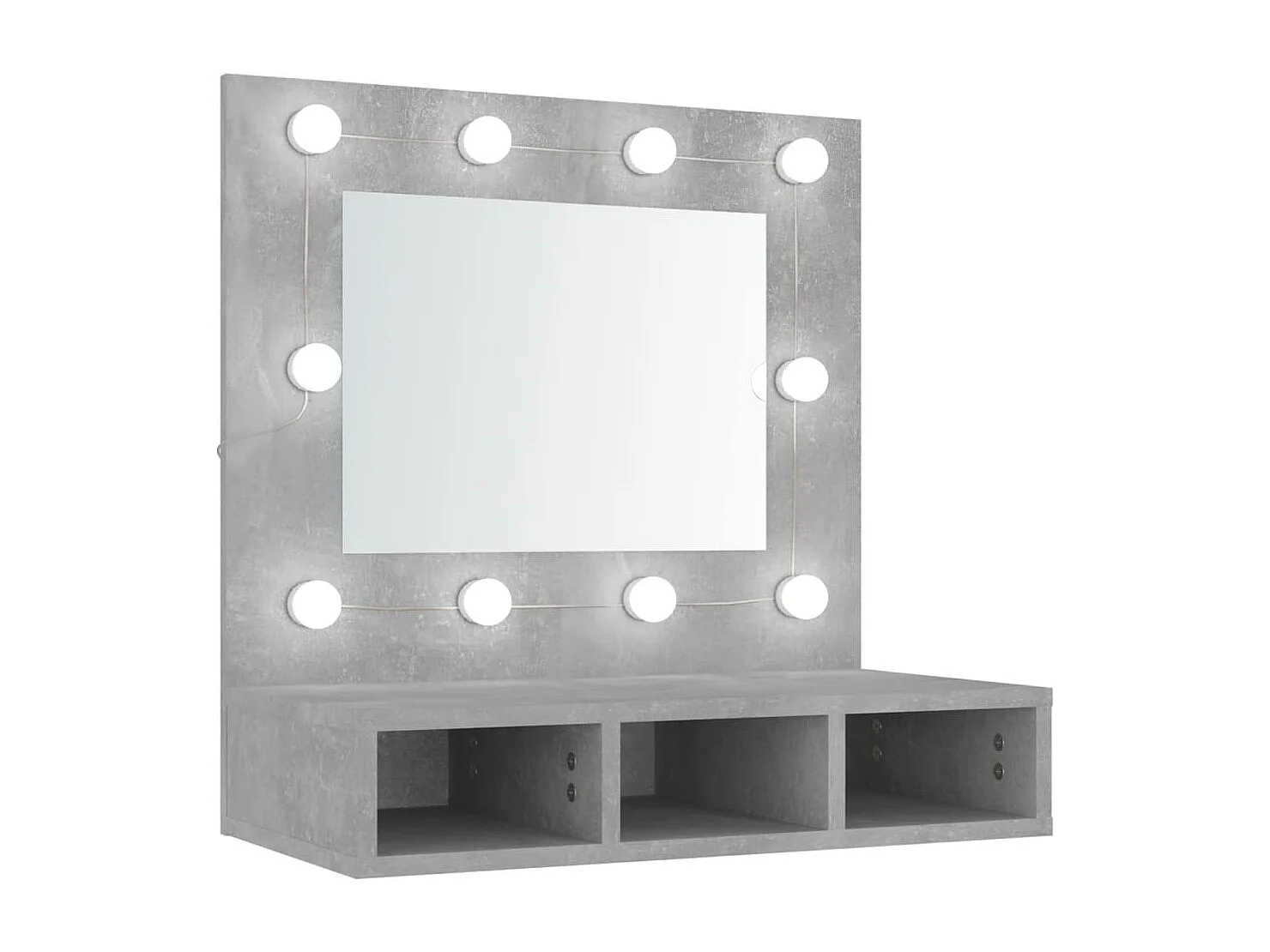 Mobiletto a specchio con LED Grigio cemento 60x31,5x62 cm