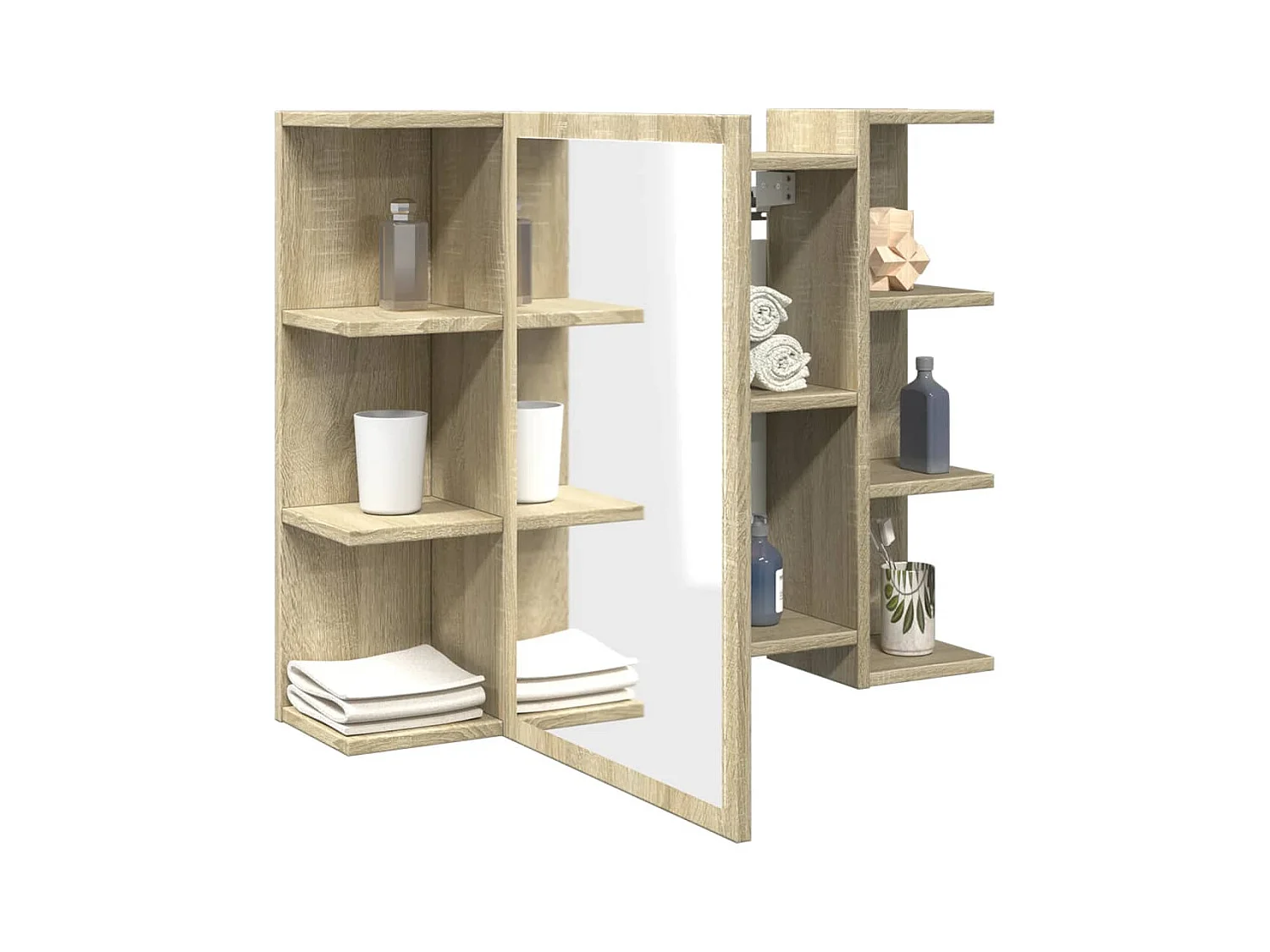 Mueble de baño con espejo roble Sonoma 80x20,5x64 cm Aglomerado