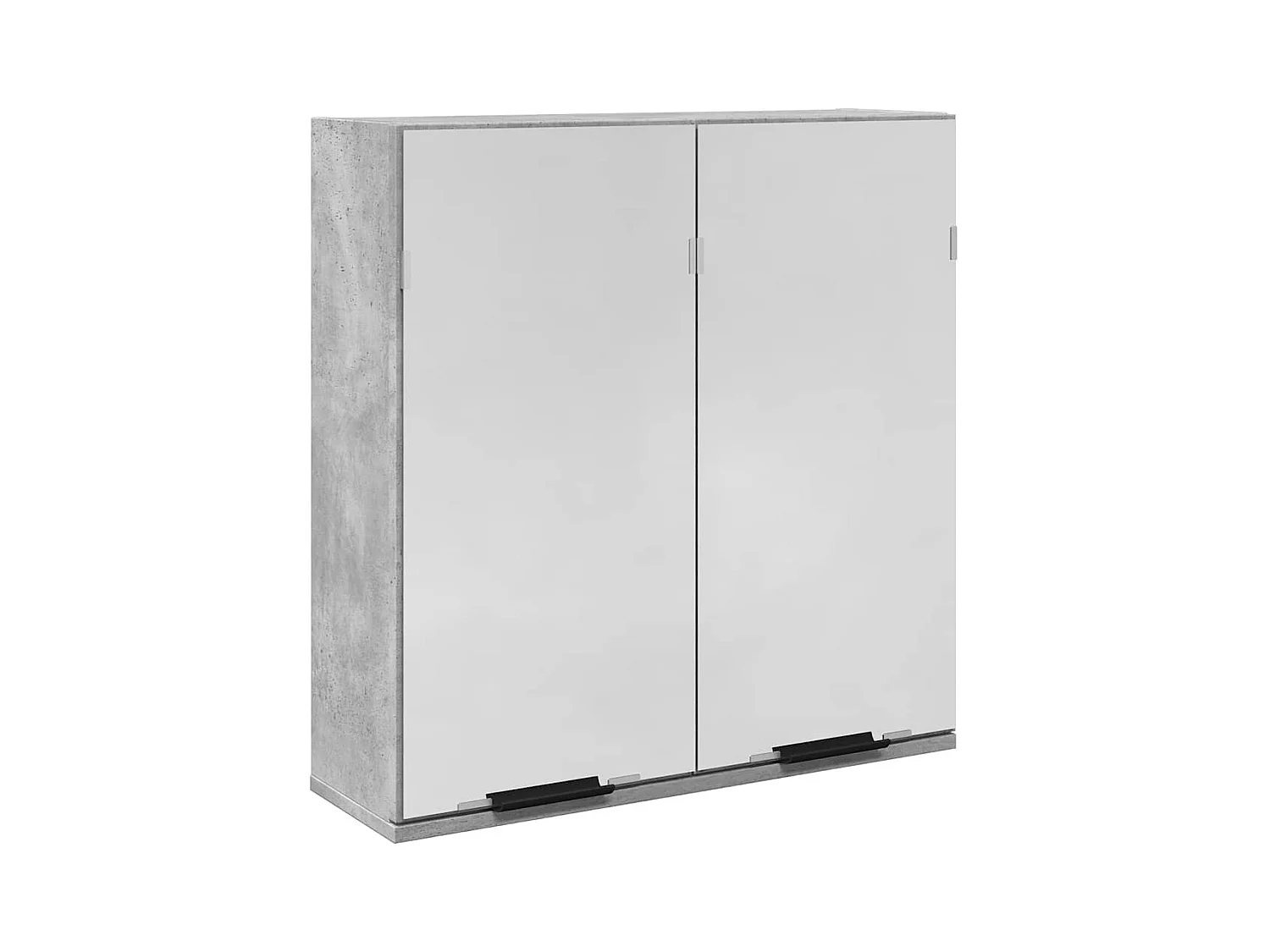 Mobiletto per bagno con specchio in legno ingegnerizzato grigio cemento