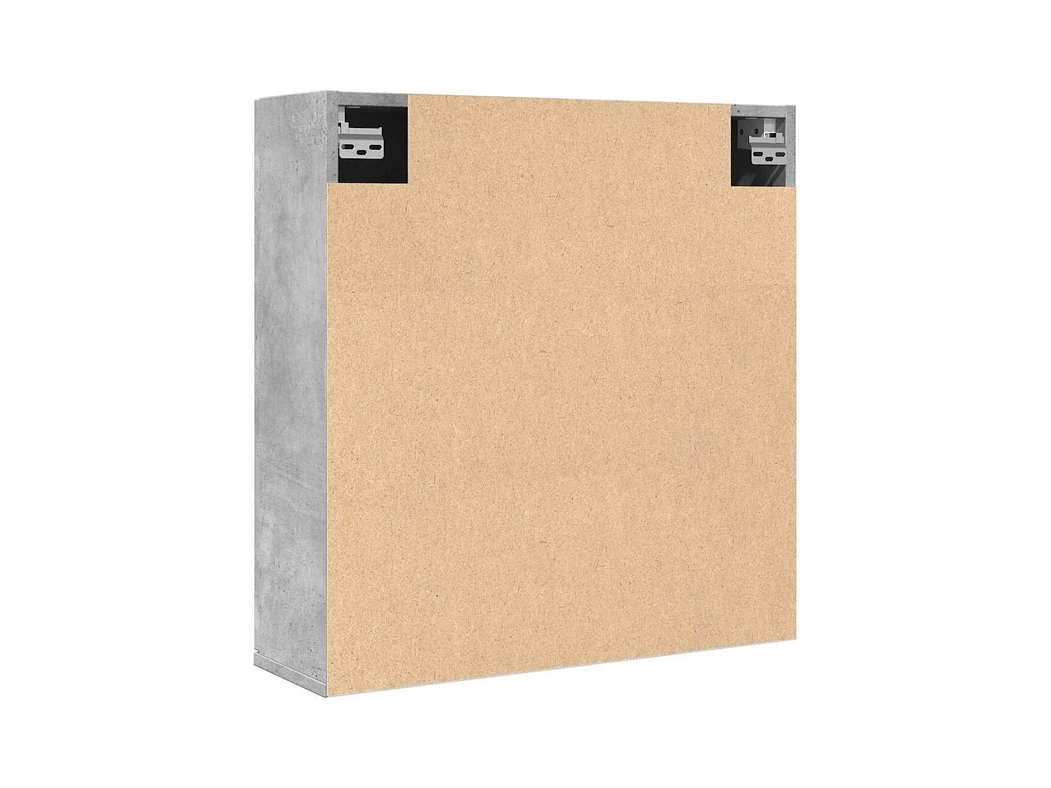 Mobiletto per bagno con specchio in legno ingegnerizzato grigio cemento