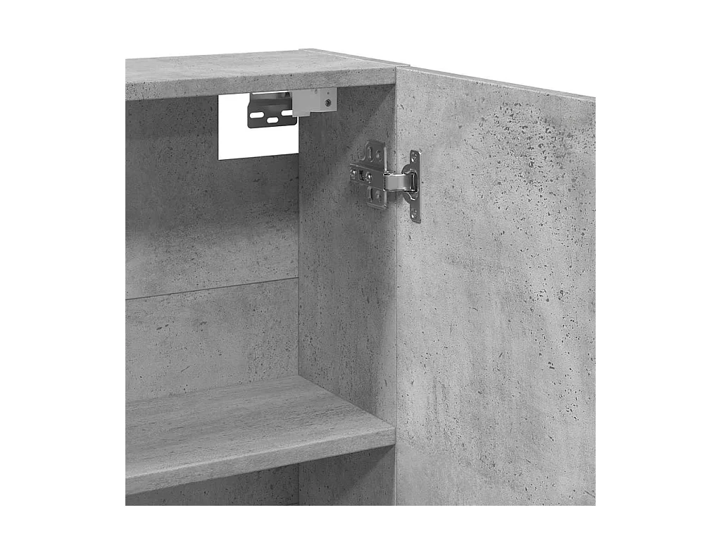 Mobiletto per bagno con specchio in legno ingegnerizzato grigio cemento