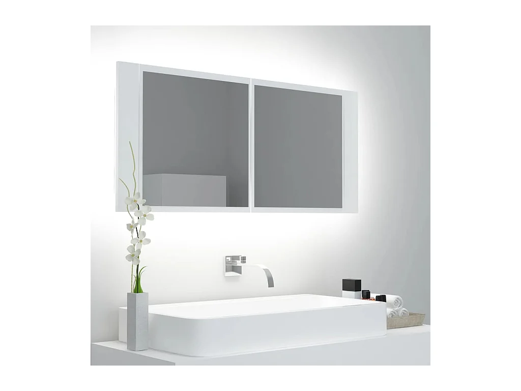 Witte LED spiegel badkamerkast 100x12x45 cm Acryl