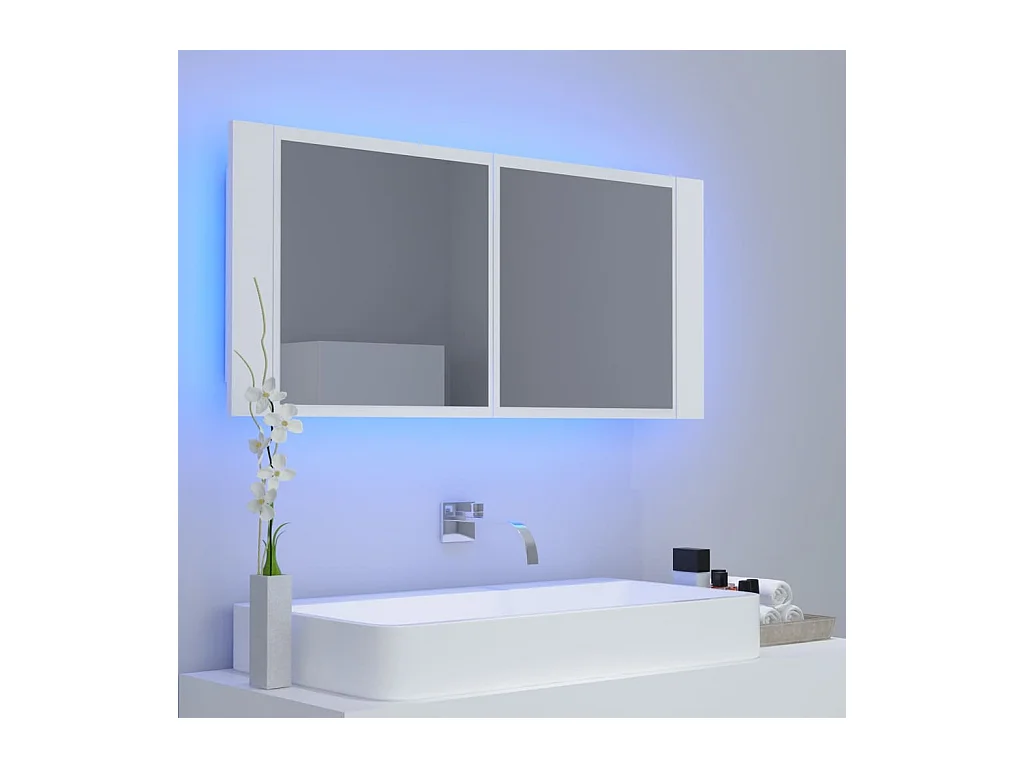 Witte LED spiegel badkamerkast 100x12x45 cm Acryl