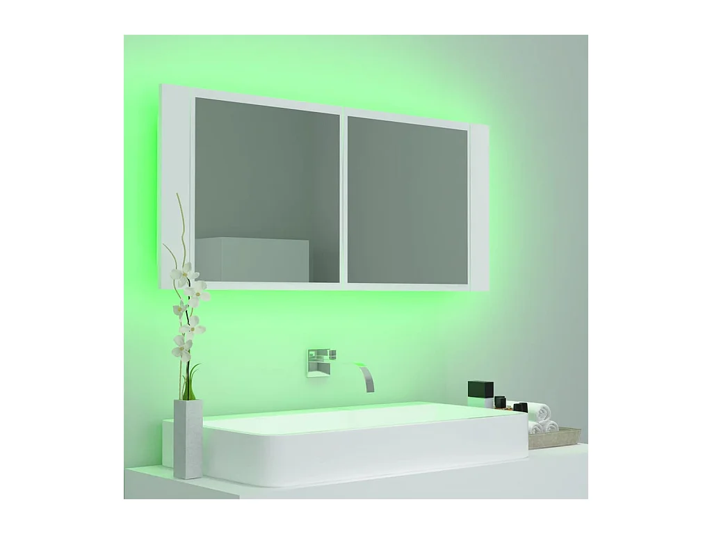Witte LED spiegel badkamerkast 100x12x45 cm Acryl