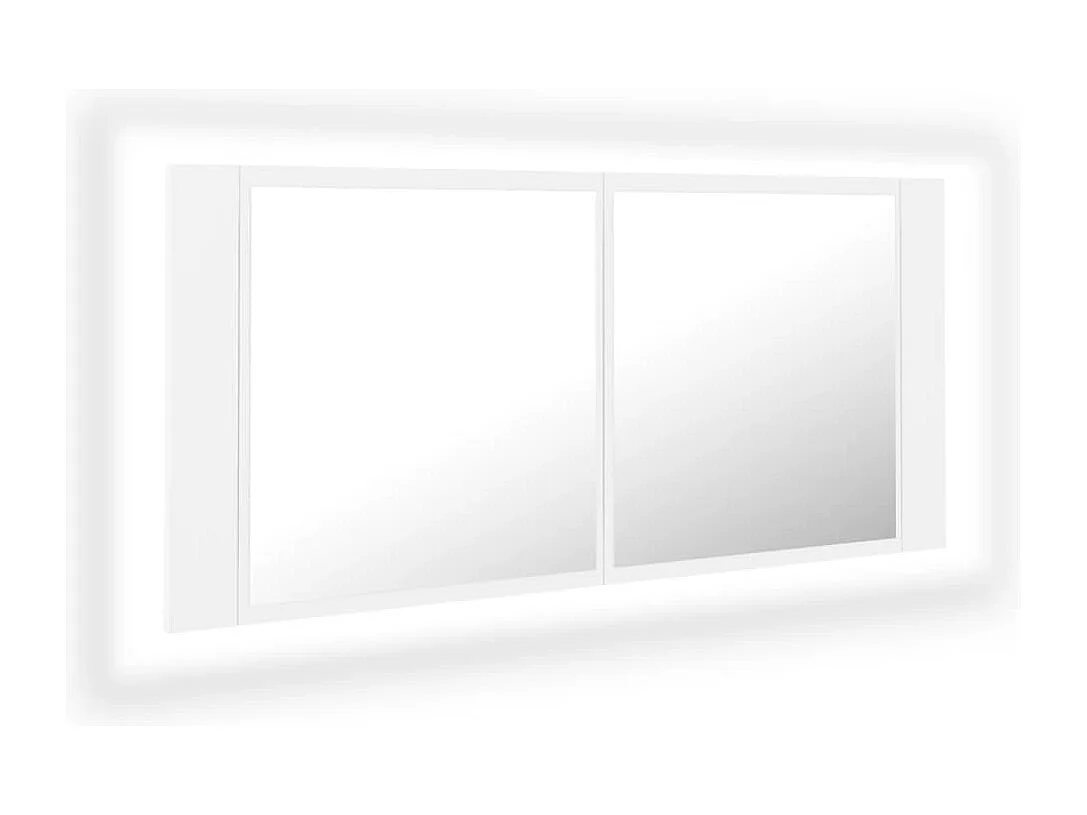 Mobiletto da bagno con specchio LED bianco 100x12x45 cm in acrilico